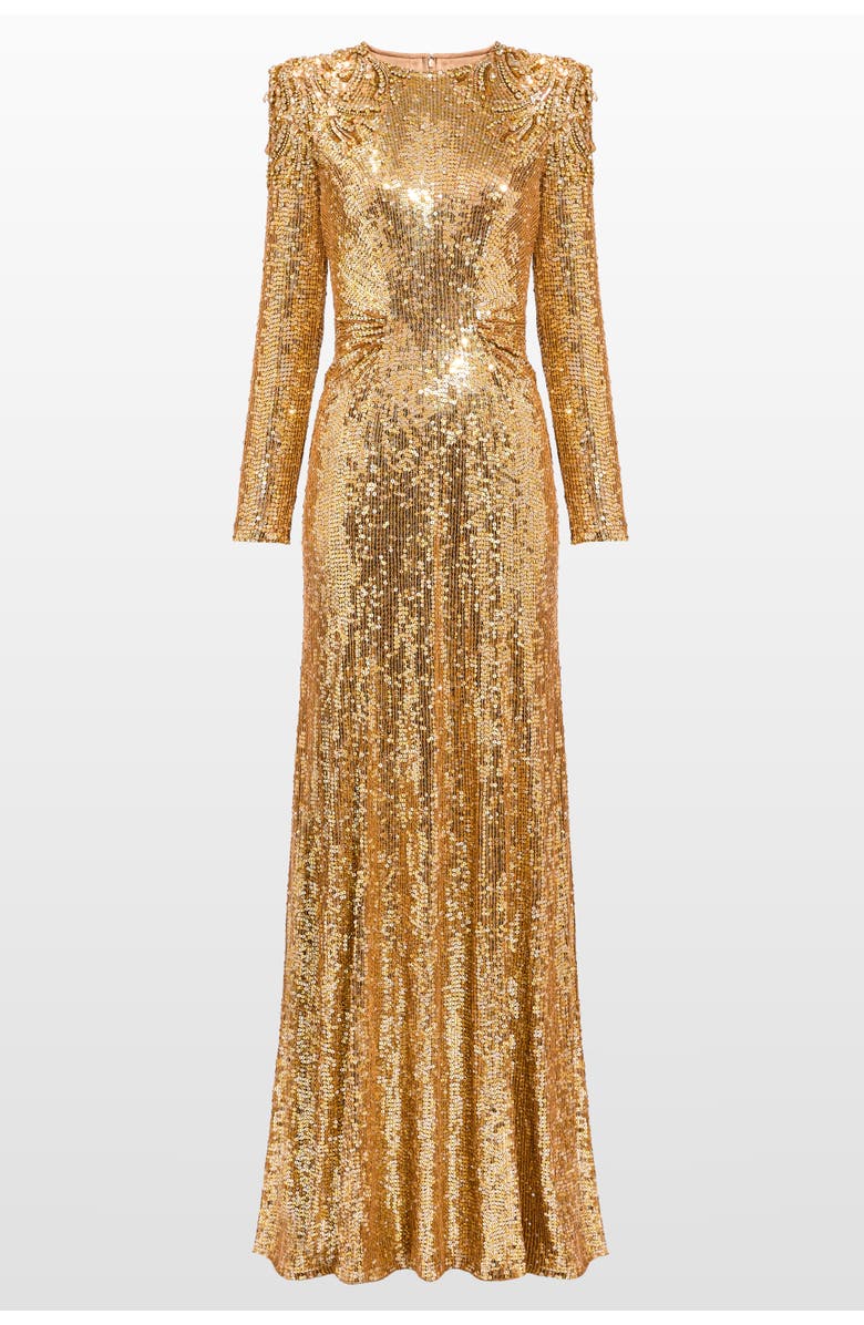 Jenny Packham Dulcet Sequin-Embellished Dress, Main, color, Caramel