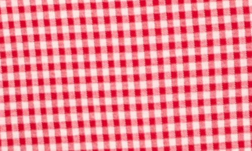 English Factory Gingham Long Sleeve Off-the-shoulder Midi Dress In Pink