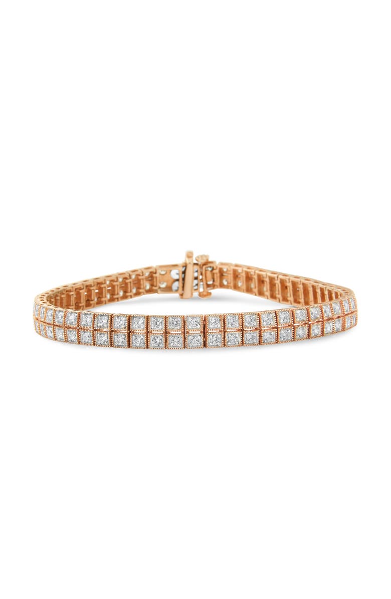 Haus of Brilliance 14K Rose Gold 3.0 Cttw Lab Grown Diamond Two Row Milgrain Tennis Bracelet, Alternate, color, Pink