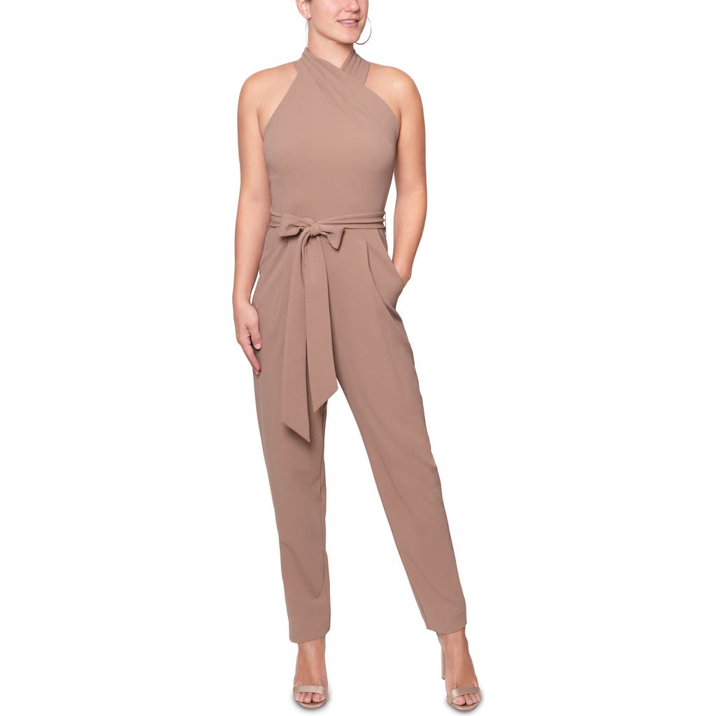 RACHEL Rachel Roy Harland Crossover Halter Jumpsuit in Almond  product