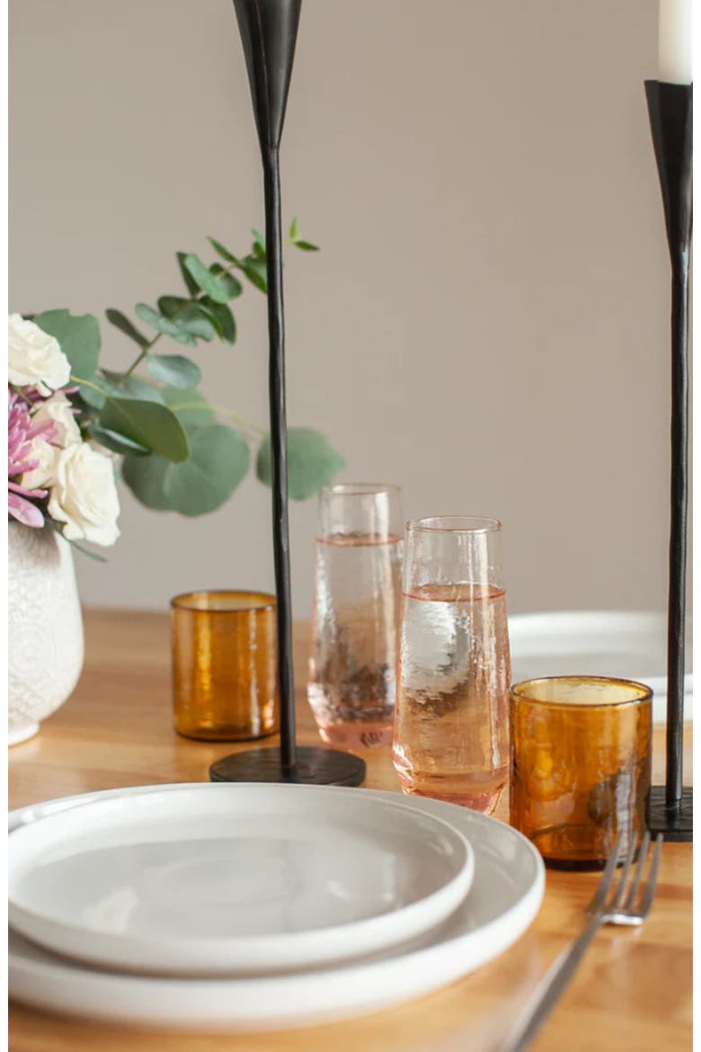 Handblown Hammered Champagne Flutes - Set of 4, Alternate, color, Clear