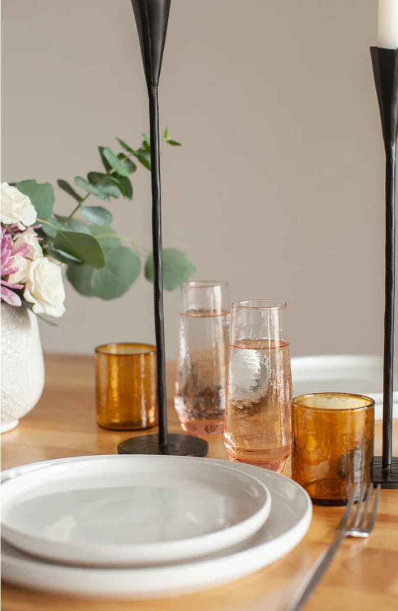 Creative Women Handblown Hammered Champagne Flutes - Set of 4, Alternate, color, Clear