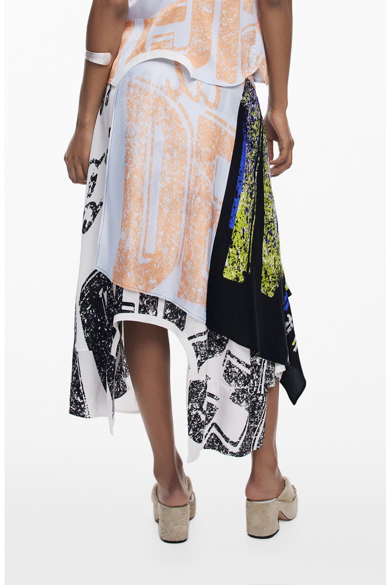 Print Asymmetric Maxi Skirt, Alternate, color, BLACK