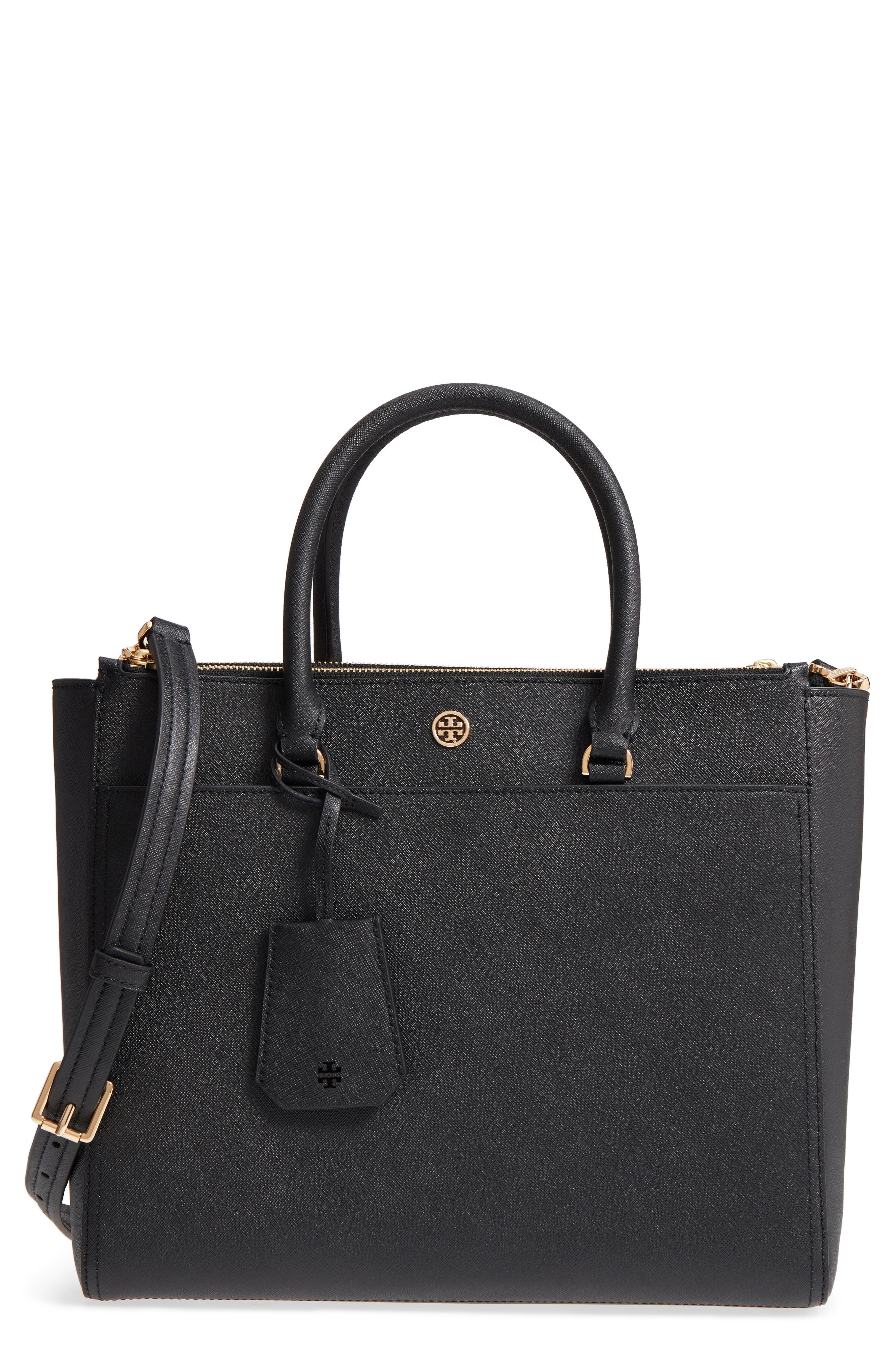 Tory Burch Robinson Double-Zip Leather Tote, Main, color, 