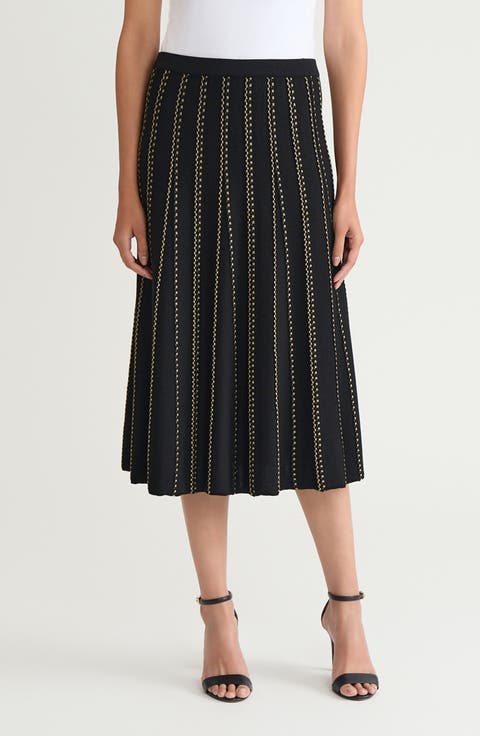 Linear Lurex Soft Midi Skirt
