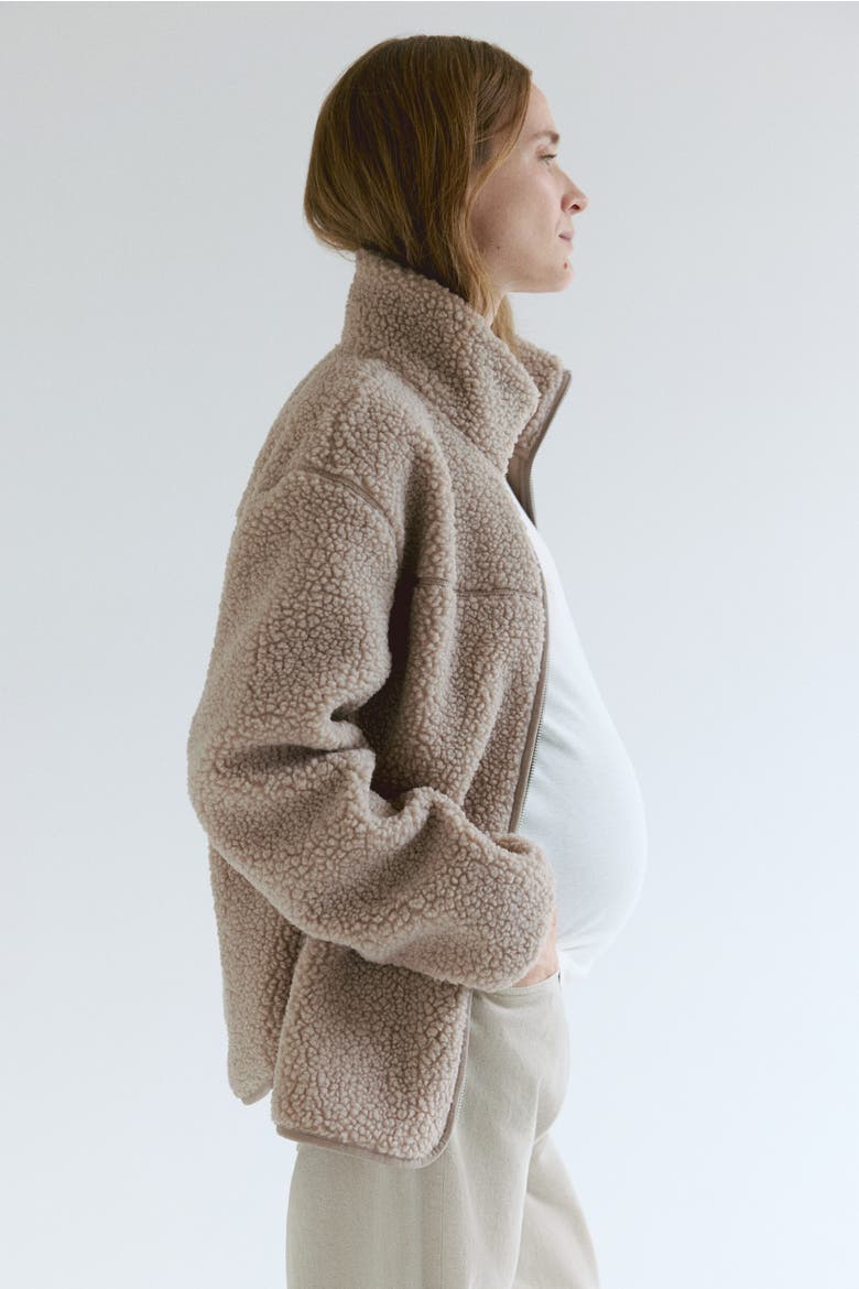 Mama Before & After Babywearing Teddy Jacket, Alternate, color, Beige