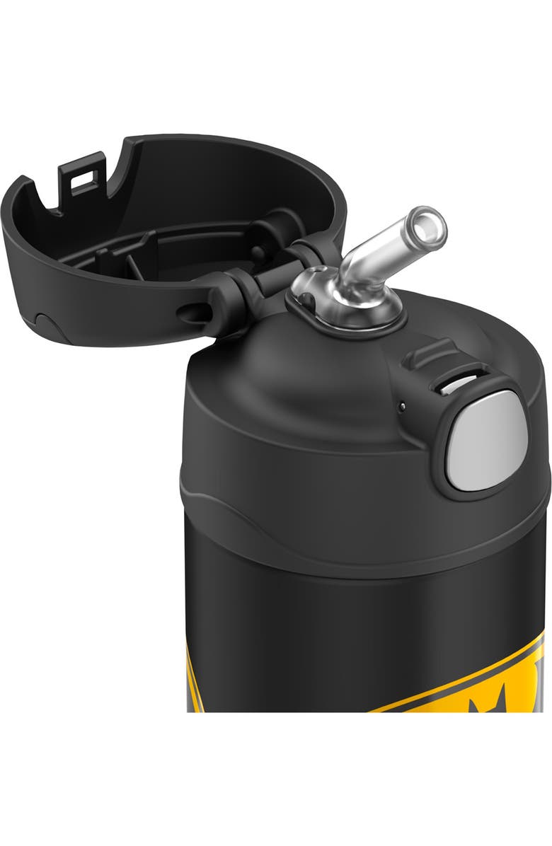 THERMOS 12-Ounce Stainless Steel Vacuum Insulated Straw Bottle, Alternate, color, Black/Batman