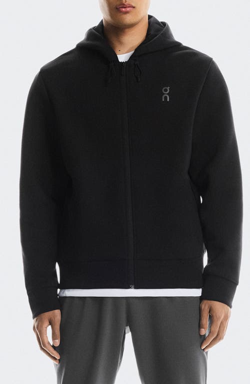 On Focus Tech Hooded Cott-blend Sweatshirt In Black