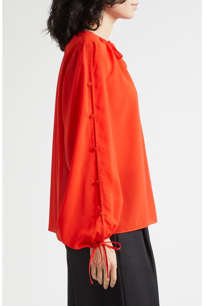 Oletta Button Long Sleeve Tie Cuff Top, Alternate, color, TOMATO