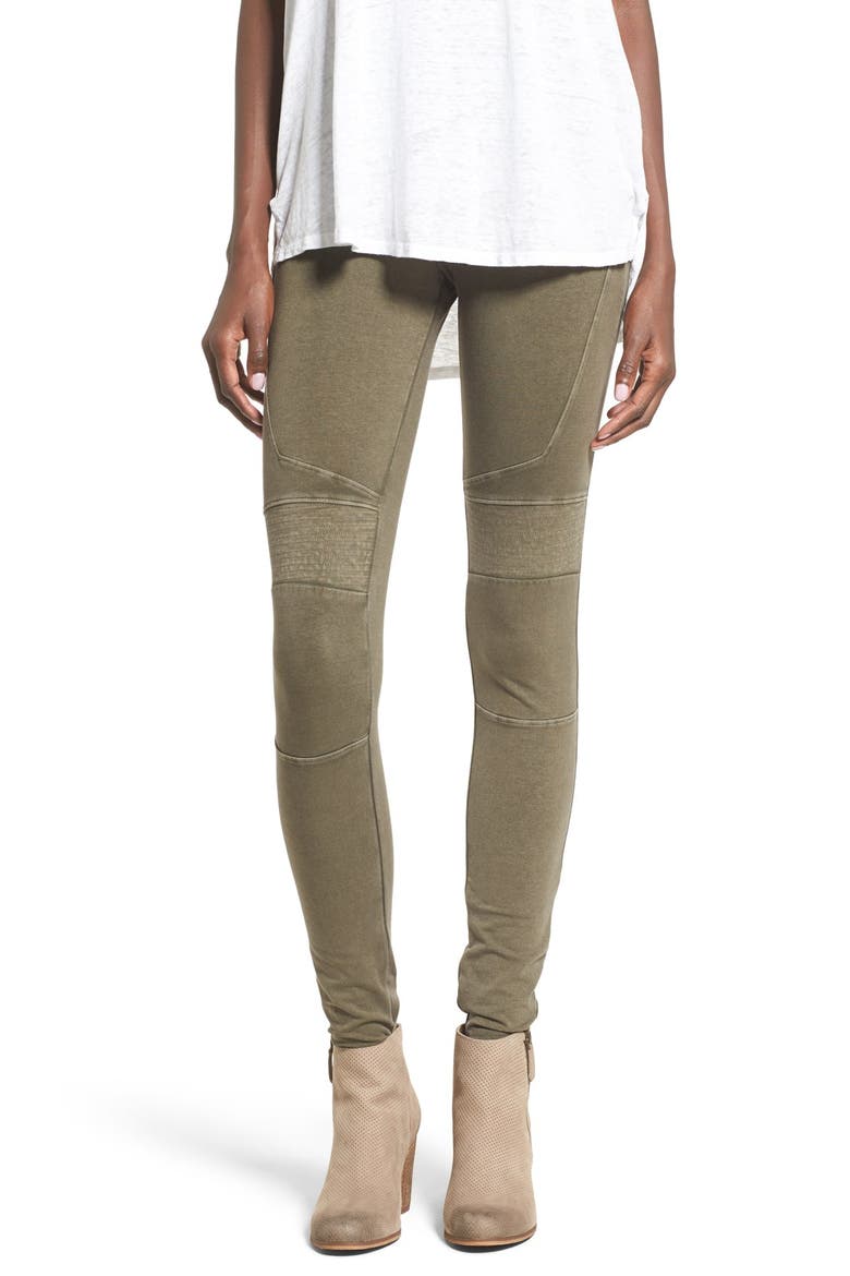 Stretch Cotton Moto Leggings, Main, color, OLIVE SARMA