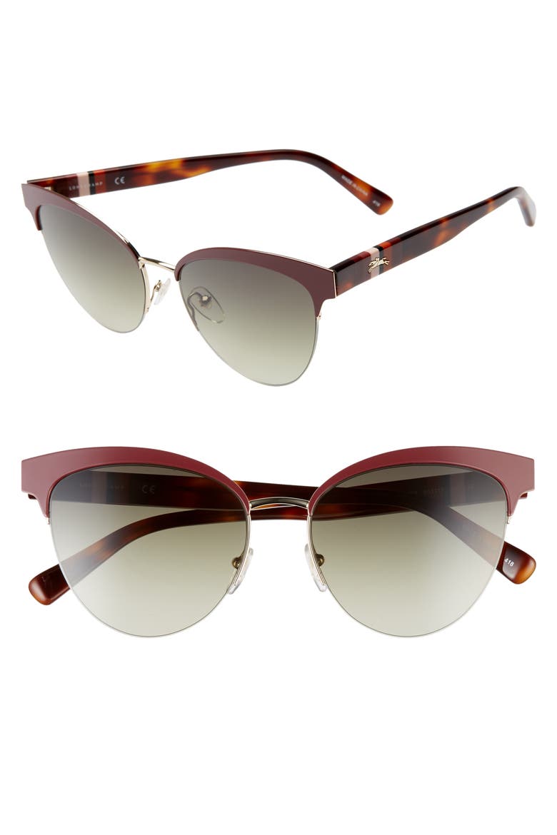 Heritage Stripes 55mm Cat Eye Sunglasses, Main, color, WINE