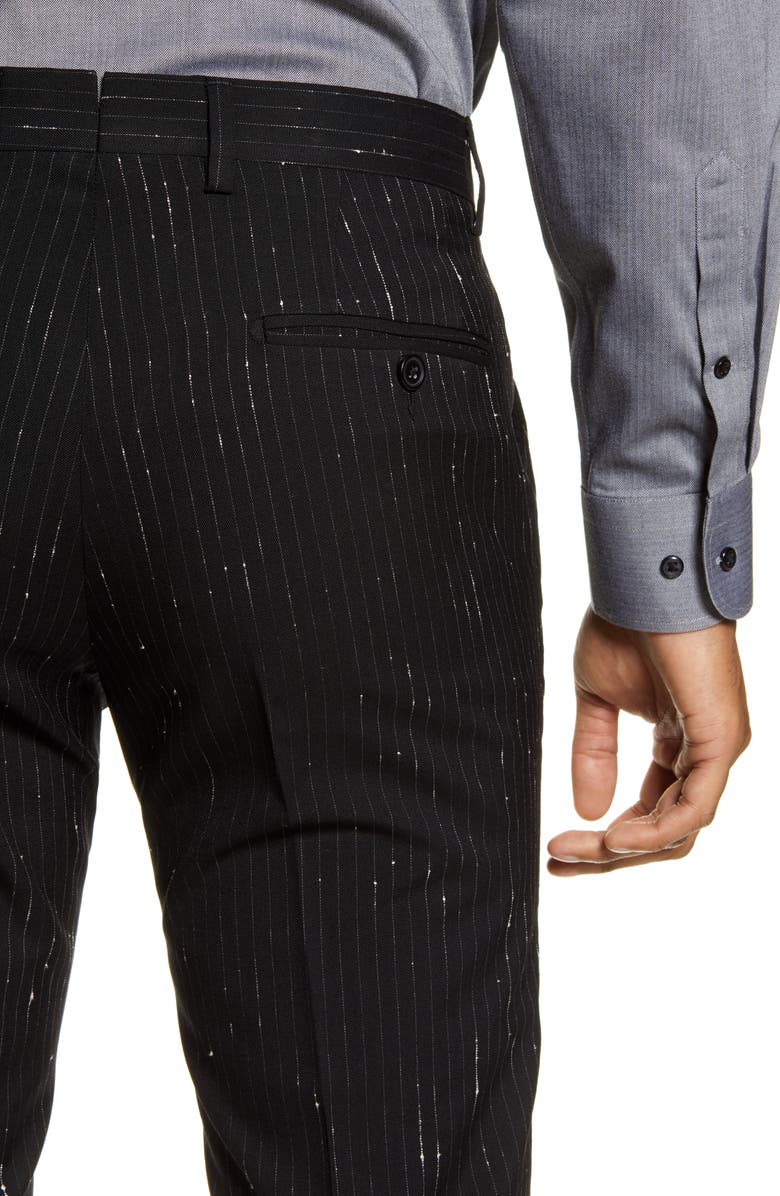 Christopher Bates Slim Fit Metallic Shooting Stripe Wool Blend Trousers, Alternate, color, 