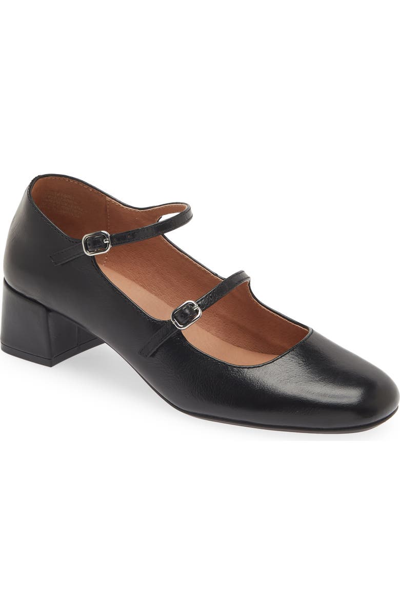 Madewell The Nettie Heeled Mary Jane, Main, color, True Black
