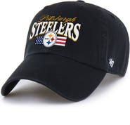 '47 Men's '47 Black Pittsburgh Steelers American Flag Clean Up Adjustable Hat