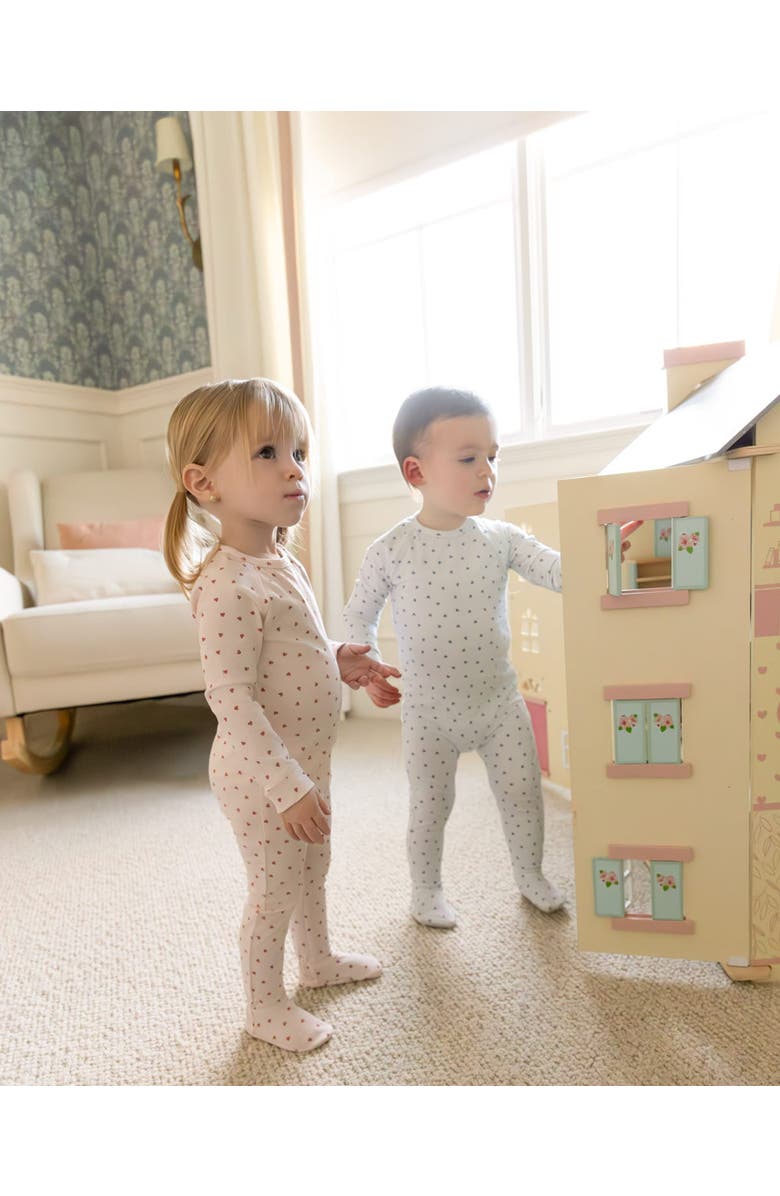 MiniMoi Baby Clover-Print Hidden Zip Footie, Alternate, color, Blue