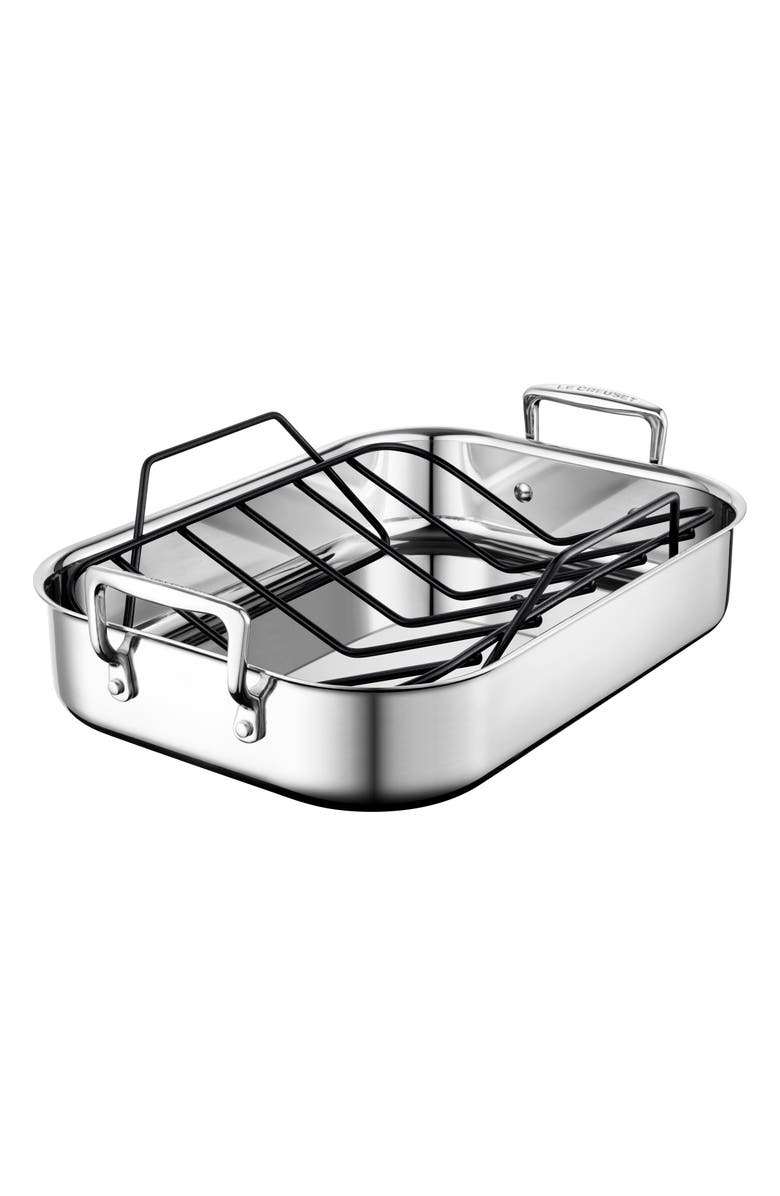 Le Creuset Small Roasting Pan, Main, color, Stainless Steel