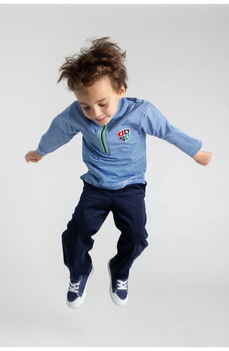 Florence Eiseman Stripe Performance Knit Half Zip With Sports Crest, Alternate, color, Royal Stripe