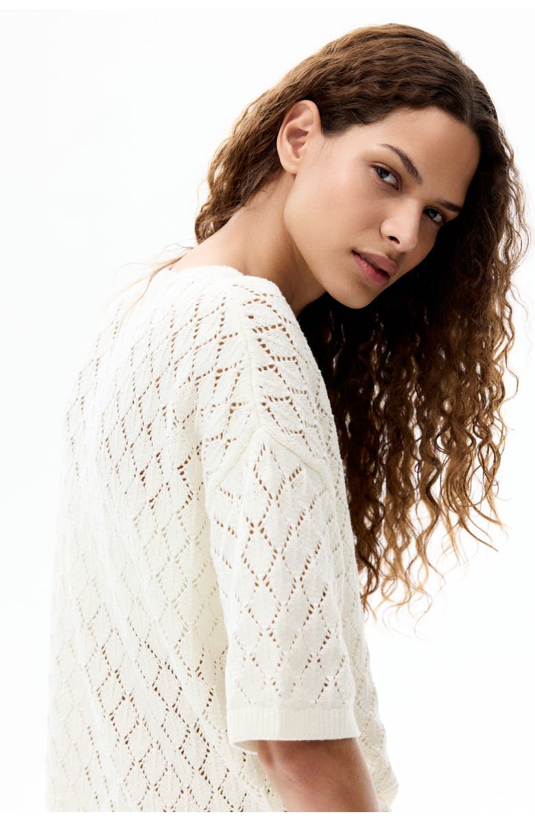 H&M Pointelle-knit Top, Alternate, color, Cream