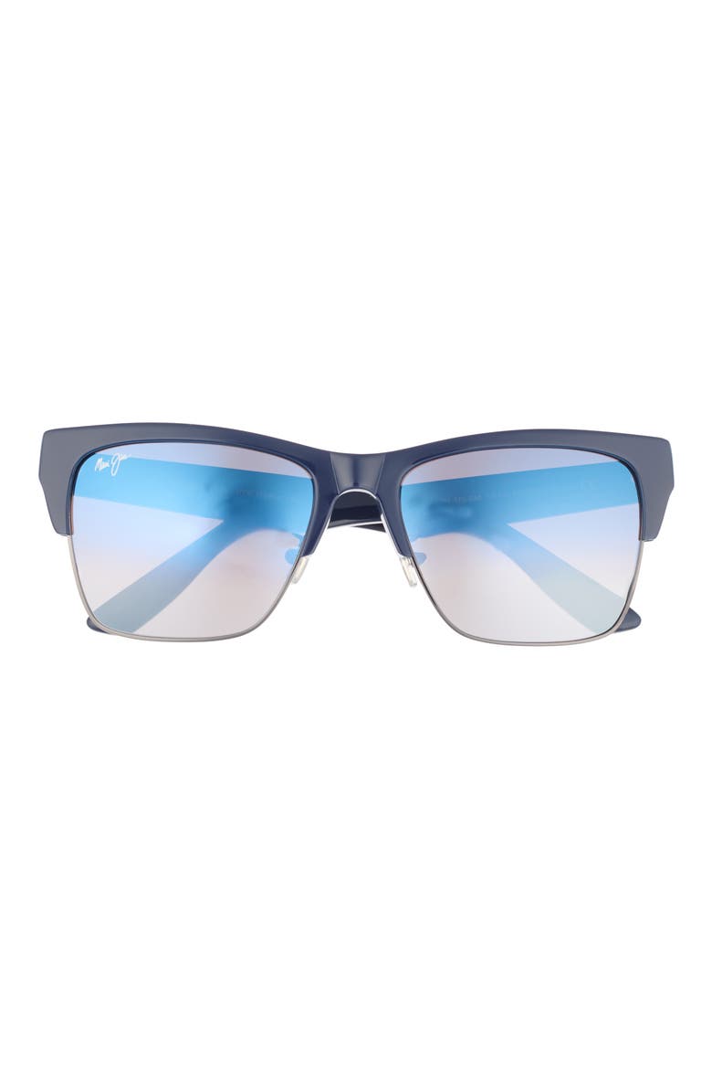 56mm Square Polarized Sunglasses, Main, color, BLUE BLUE BLUE