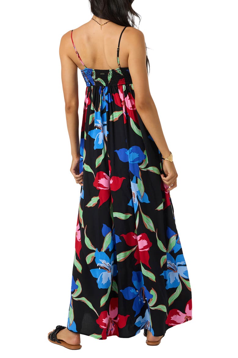 Nickie Floral Print Sleeveless Maxi Dress, Alternate, color, BLACK