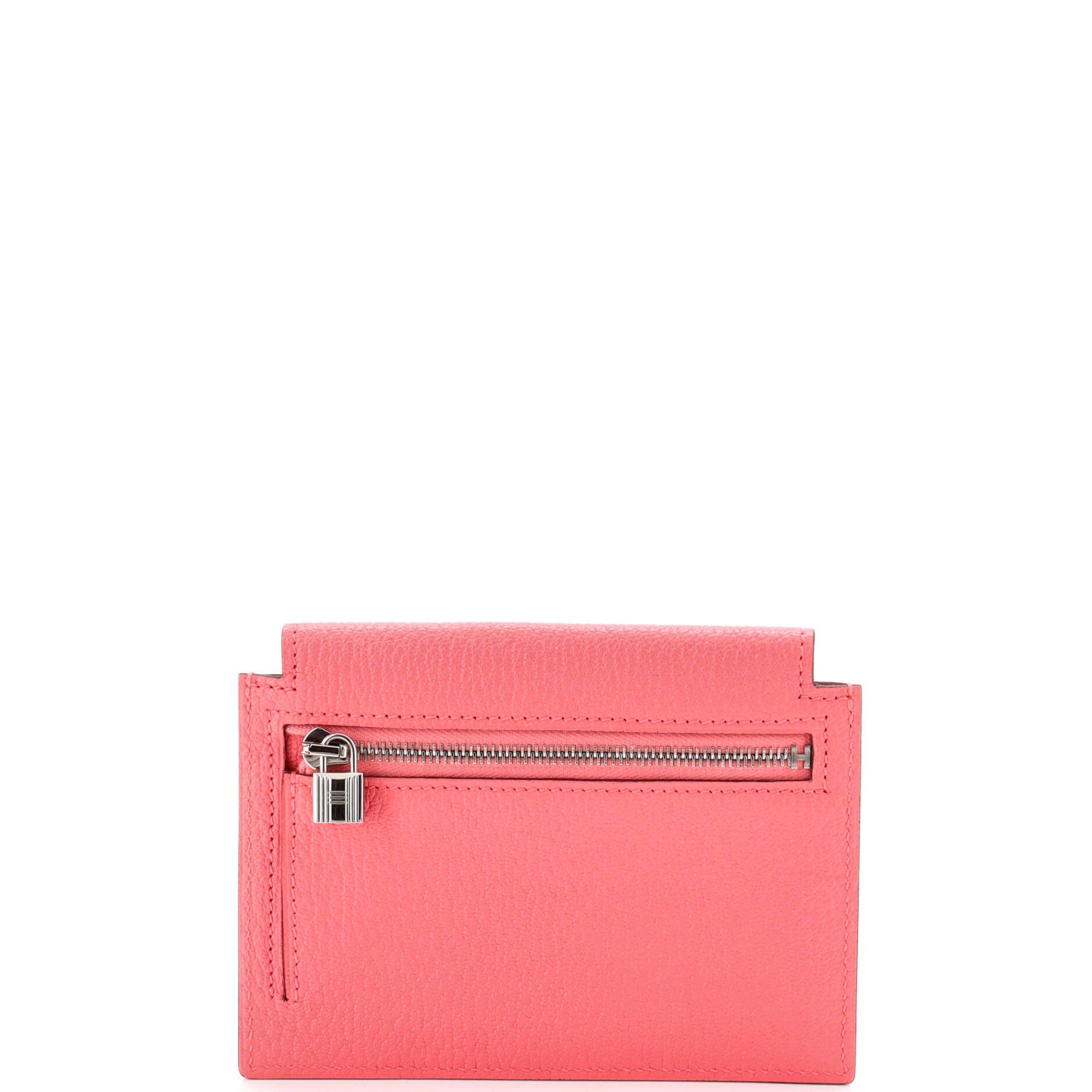 Kelly Pocket Compact Wallet Chevre Mysore, Alternate, color, Rose Azalee