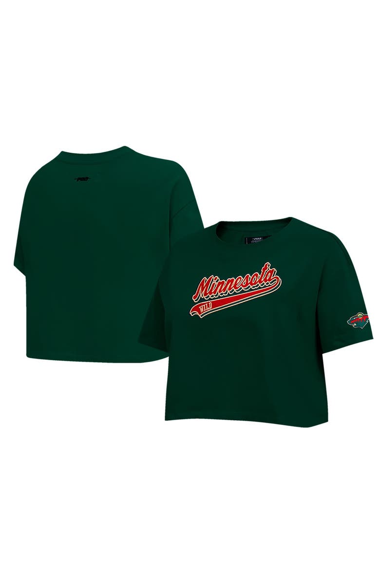 PRO STANDARD Women's Pro Standard Green Minnesota Wild Boxy Script Tail Cropped T-Shirt, Alternate, color, Green