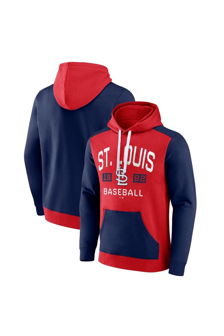 Men's Fanatics Red/Navy St. Louis Cardinals Chip In Team Pullover Hoodie, Alternate, color, Red