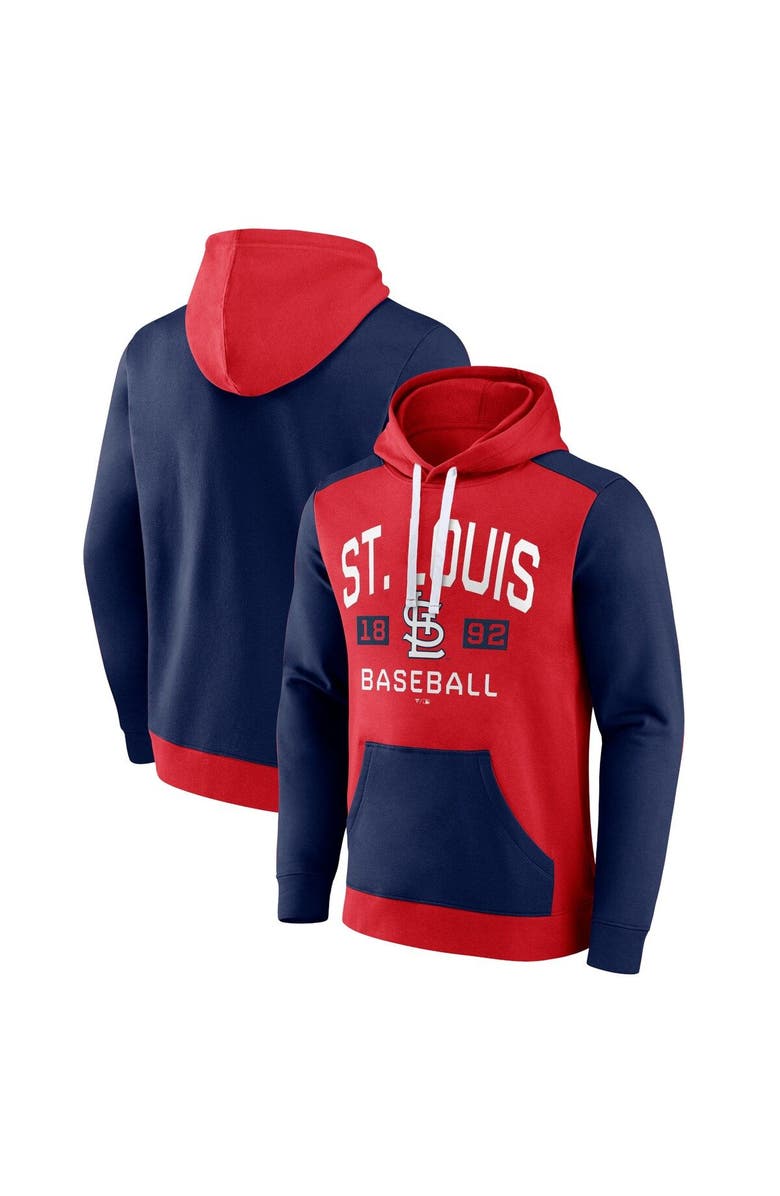 FANATICS Men's Fanatics Red/Navy St. Louis Cardinals Chip In Team Pullover Hoodie, Alternate, color, Red