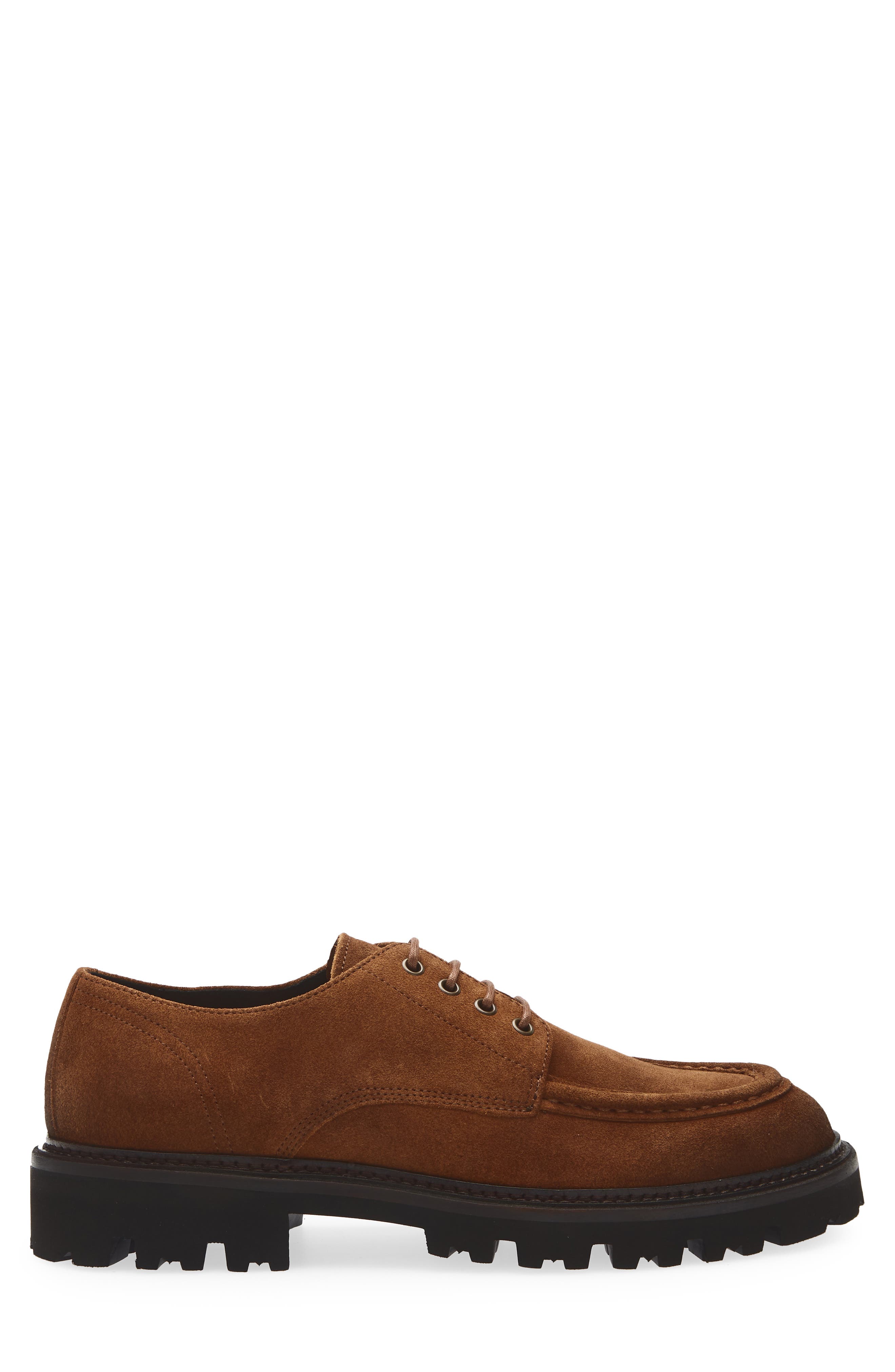 BOSS Julio Lugged Moc Toe Suede Derby, Alternate, color, Dark Brown