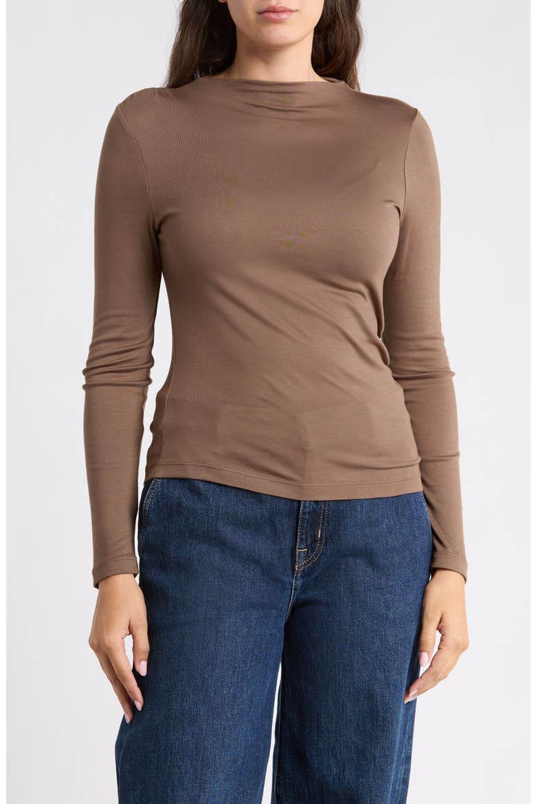 Dana Mock Neck Top, Main, color, CEDAR BROWN