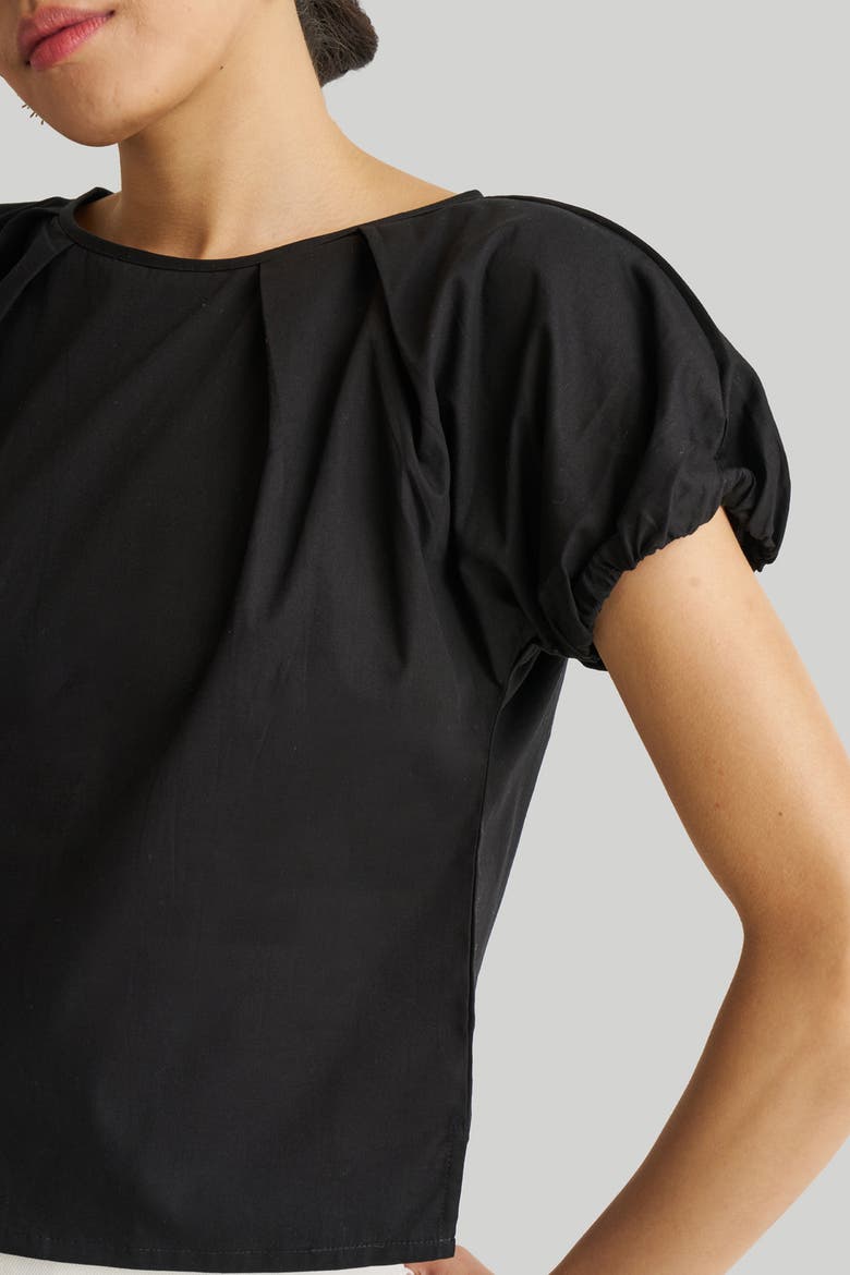 Balloon Sleeve Top, Alternate, color, Black