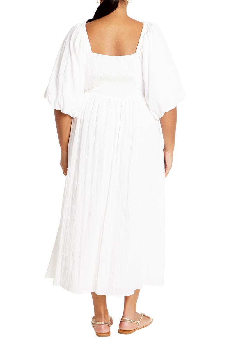 Shae Keyhole Detail Balloon Sleeve Midi Dress(Plus), Alternate, color, IVORY