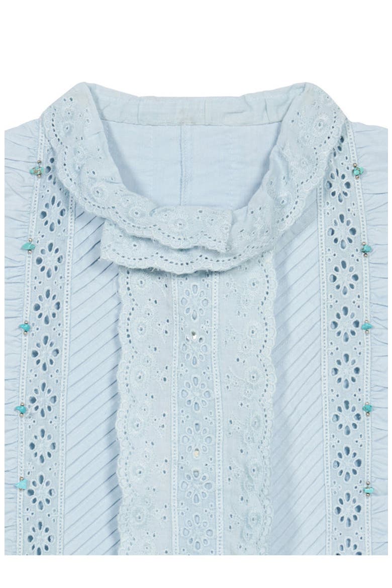 Woven High Neck Blouse, Alternate, color, Light Blue