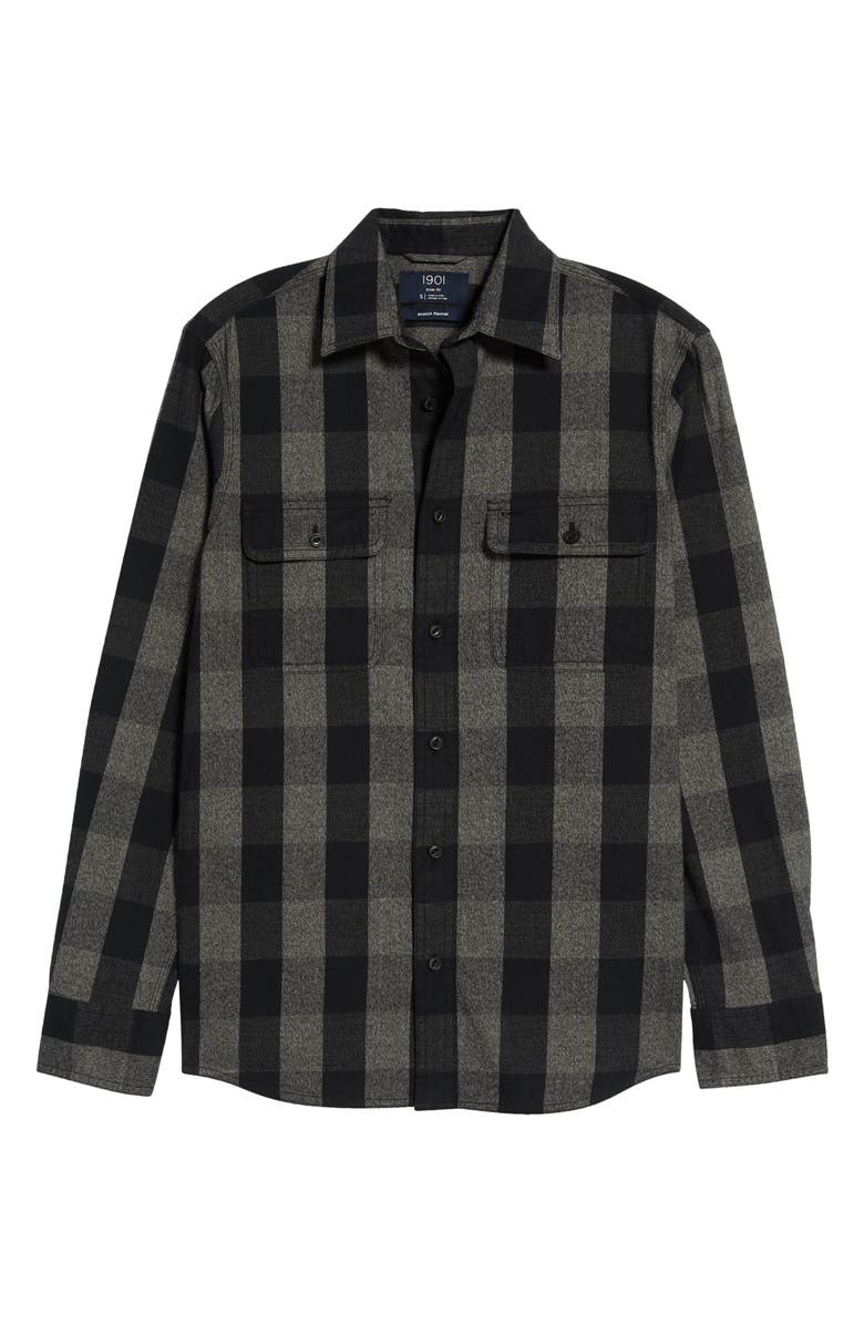 1901 Trim Fit Buffalo Check Stretch Flannel Button-Up Shirt, Alternate, color,