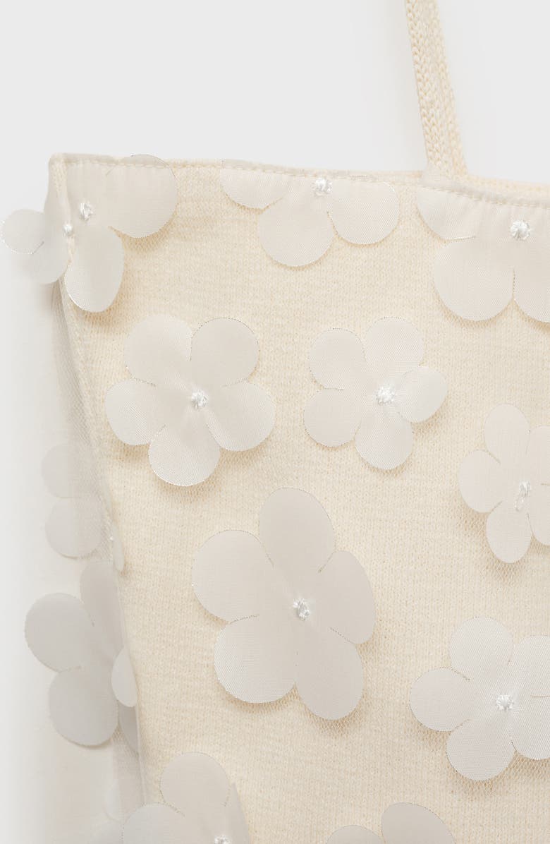 MANGO Floral Appliqué Knit Crop Camisole, Alternate, color, White