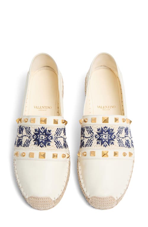 Valentino Embroidered Leather Espadrille In Transparent
