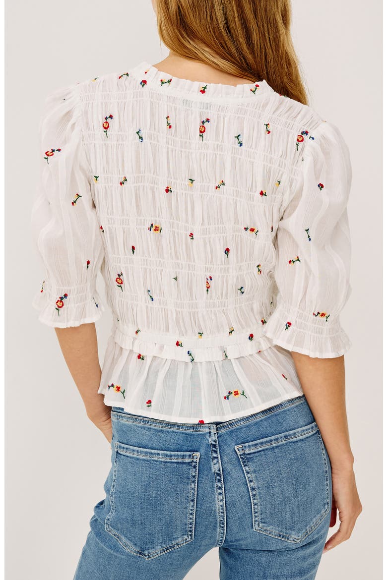 Fontaine Floral Smocked Cotton Top, Alternate, color, WHITE WILDFLOWERS