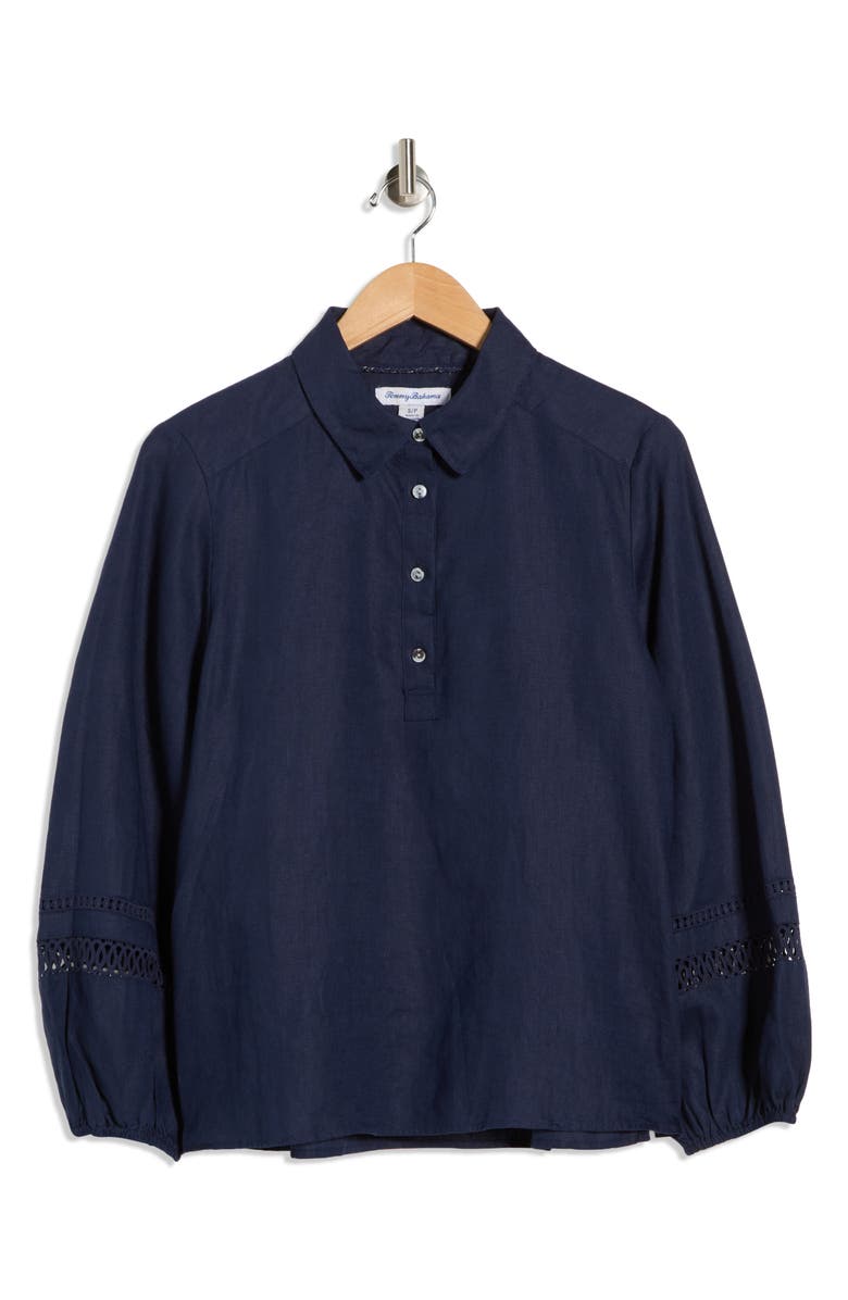 Tommy Bahama Coastalina Long Sleeve Linen Polo, Alternate, color, Coastline