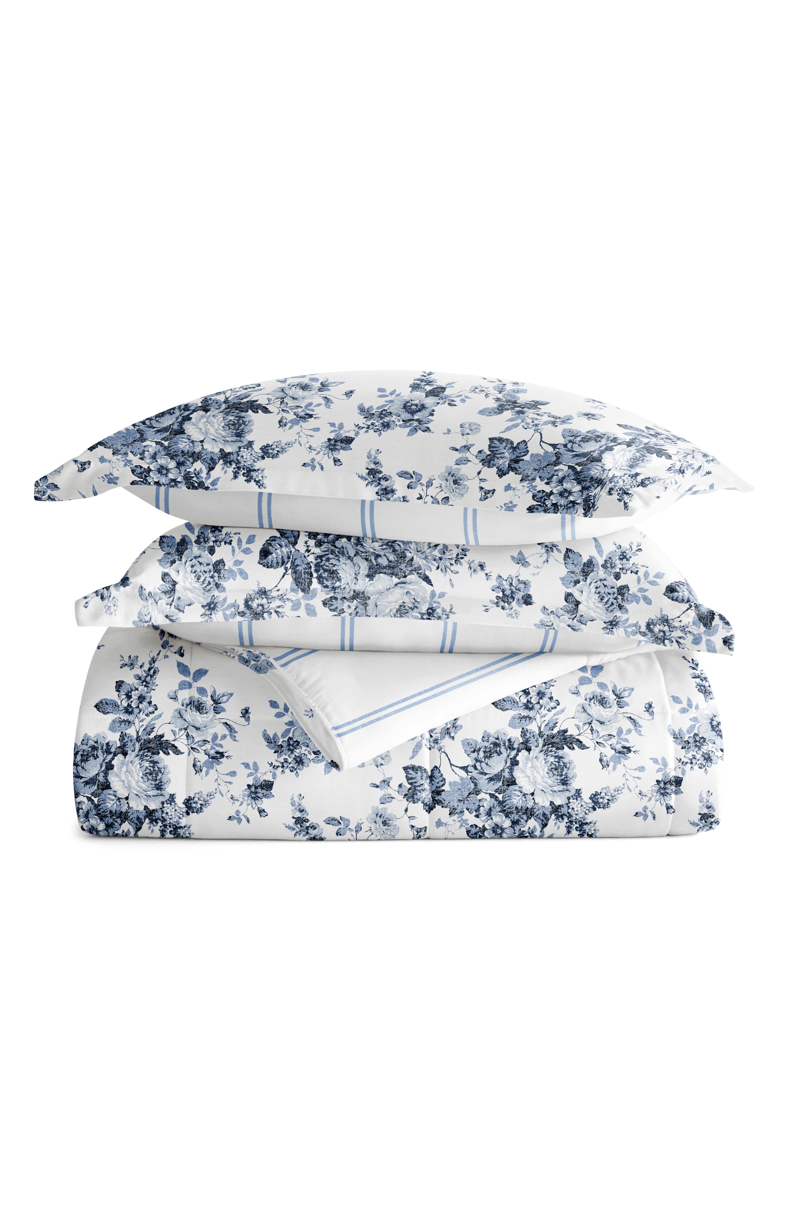 IENJOY HOME Rose Stripe Reversible 3-Piece Comforter Set