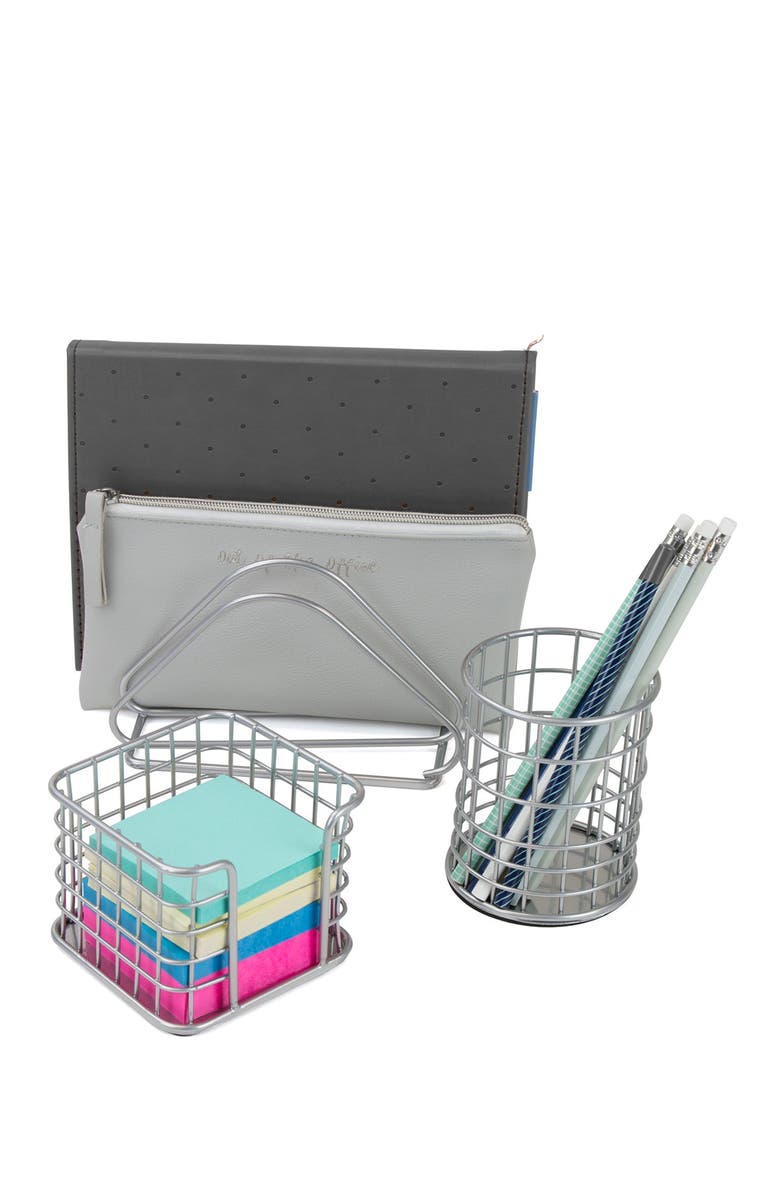 SORBUS Silver Desk Organizer 5-Piece Set, Alternate, color, 