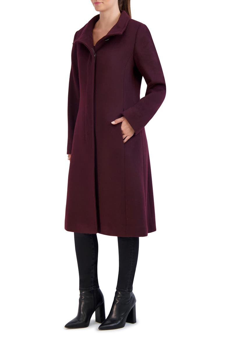 Longline Wool Blend Coat, Alternate, color, BORDEAUX