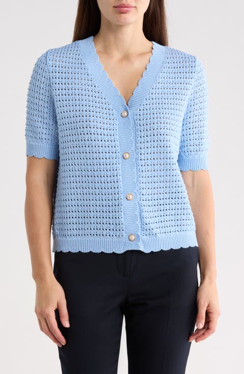 Short Sleeve Open Stitch Cardigan
