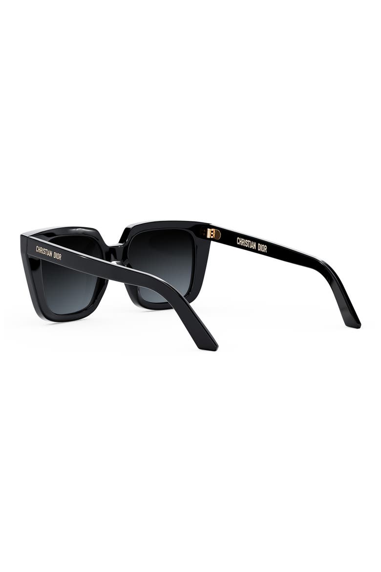 'DiorMidnight S1I 53mm Square Sunglasses, Alternate, color, SHINY BLACK / GRADIENT SMOKE