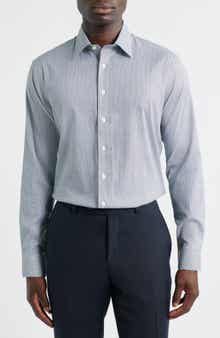 Trim Fit Geometric Print Premium Performance Twill Dress Shirt