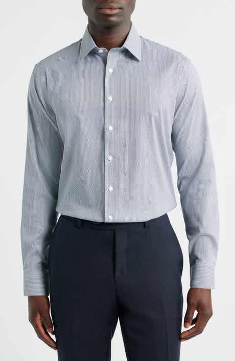 Trim Fit Geometric Print Premium Performance Twill Dress Shirt
