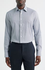 Nordstrom Trim Fit Geometric Print Premium Performance Twill Dress Shirt