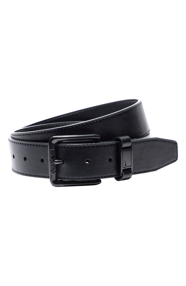 Nike Faux Leather Belt, Main, color, Black