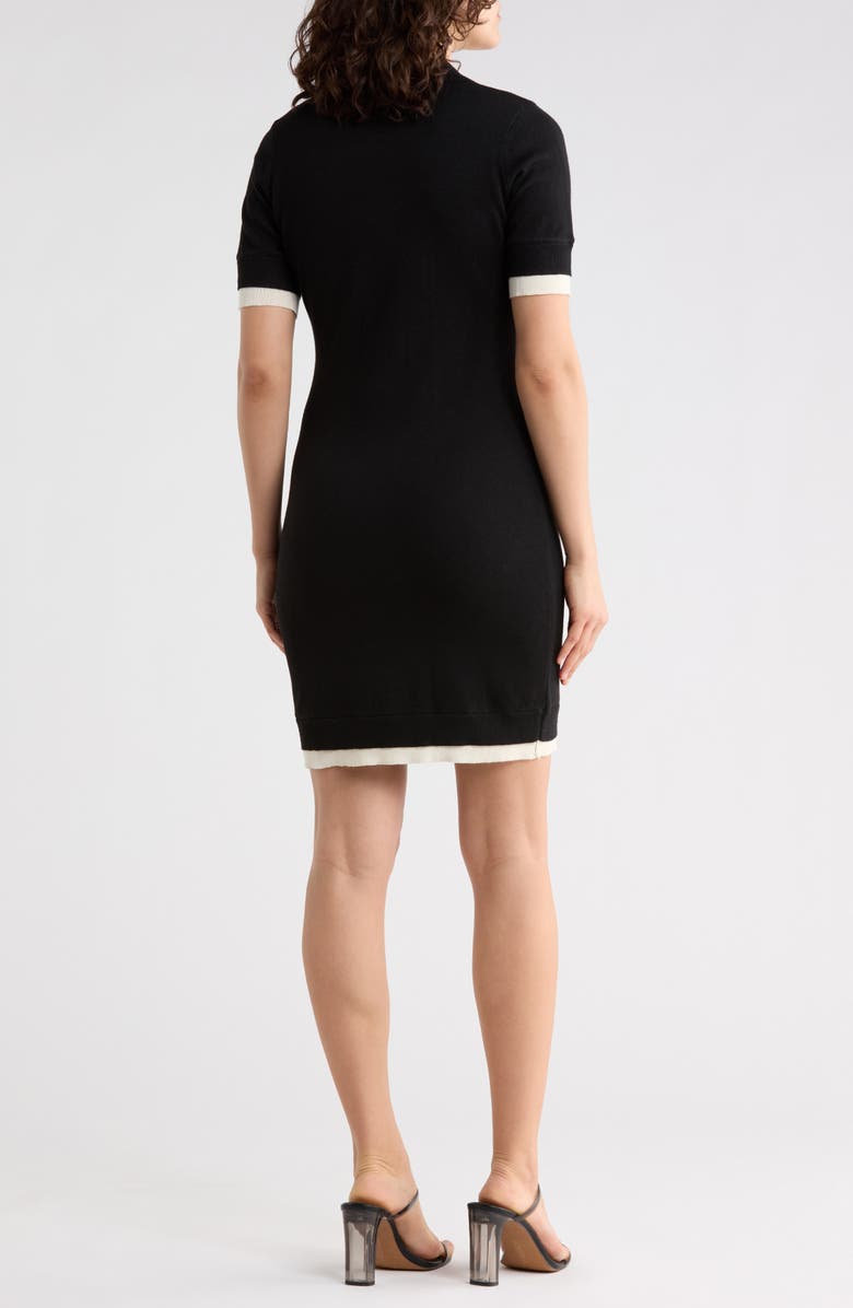 AREA STARS Trim Polo Dress, Alternate, color, Black Ivory