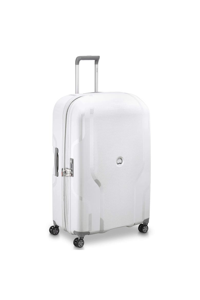 Clavel Hardside Expandable 30" Large Checked Spinner Luggage, Alternate, color, White