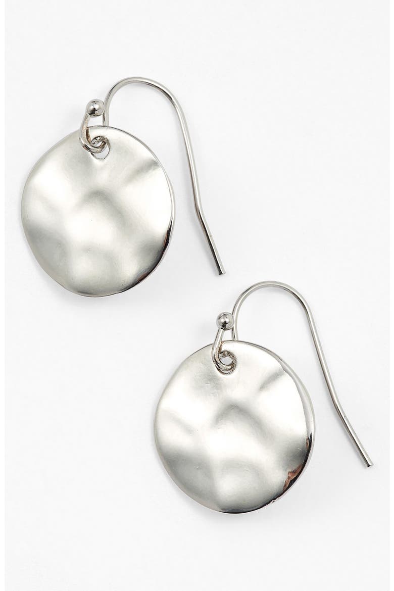 Wavy Disc Drop Earrings, Main, color, SILVER